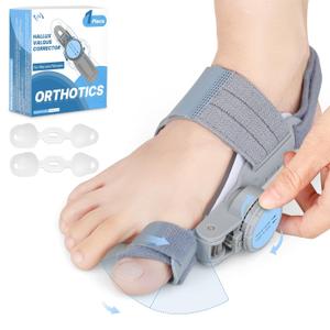 Bunion Corrector for Women Men: Big Toe Straightener Bunion Fix with Adjustable Knob-Orthopedic Bunions Splint Brace Toe Alignment Correction for Hallux Valgus Pain Relief Day/Night (Grey)