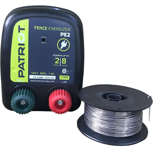 Patriot PE2 Electric Fence Energizer Plus 250-Feet Made in U.S.A. 17 Gauge Spool Aluminum Wire for Containing Pets and Keeping Out Small Nuisance Animals