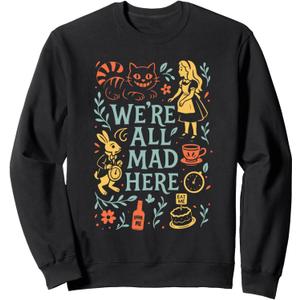 Alice in Wonderland We're All Mad Here Sweatshirt, Black Small