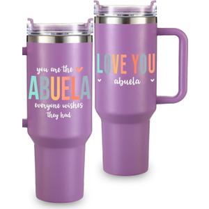 Abuela Tumbler 40oz, Perfect Abuela Gifts from Grandchildren, Regalos para Abuela, Ideal Presents for Mothers Day, Regalo para Abuela en Espaol, Gifts for Abuela for Birthday, Christmas, Gift Ready, Purple 