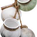 SOUJOY 6 Pack Hanging Succulent Planters, 4'' Mini Ceramic Wall or Ceiling Mount Dangling Plant Pot, Hanging Flower Pot with Jute Rope for Indoor Outdoor Decor, Light Beige