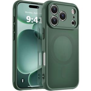 MOCCA Magnetic for iPhone 17 Pro Case, (Compatible with Magsafe) (16FT Military Grade Protection) Full Camera Protection Anti-Fingerprint Slim Translucent Matte Phone Cover 6.3", Midnight Green
