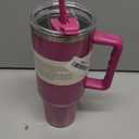 Personalized 40oz Tumbler with Handle and Straw - Custom Your Picture Name Logo Text on Insulated Stainless Steel Travel Cup, Leak-Proof 2-in-1 Lid, Gifts for Mom Dad Friends, Magenta