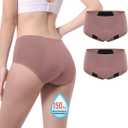 Incontinence Underwear for Women 150ml High Absorbent Leak Proof Underwear for Women Washable Women's Incontinence Panties for Incontinence Postpartum Bladder Leak 2 Pack Dusty Rose L (Dusty Rose-2)