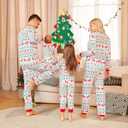 PopReal Christmas Pajamas for Family, Family Christmas Pajamas PJs Matching Sets Top Sleepwear Jammies (White, L)