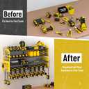 Power Tool Organizer Wall Mount with Charging Station,4 Layer Heavy Duty Metal Storage Rack with 8 Cordless Drill Holder,Battery Utility Rack Gift for Garage workshops Room(Yellow)