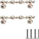 2 Pack Zinc Alloy Vintage Drawer Pulls with Screws - Ornate Drawer Handles for Kitchen Cabinets, Dresser Drawers, Furniture Hardware (Brushed Gold, 3.78 inch Hole spacing)