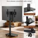 Steel Base Rolling TV Stand for 32-75 inch TVs up to 110 lbs, Leveling & Tilt & Swivel Mobile TV Stand with Hidden Wire Management, Height Adjustable Portable Tv Stand with Steel Shelf, Black