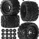 RC Truck Tires Wheel for 1/10 Big Rock Granite Vortek/Stampede Rustler Hoss/L0s1 Rc 4wd,RC Wheels Tires 12mm/14mm Hex,Black