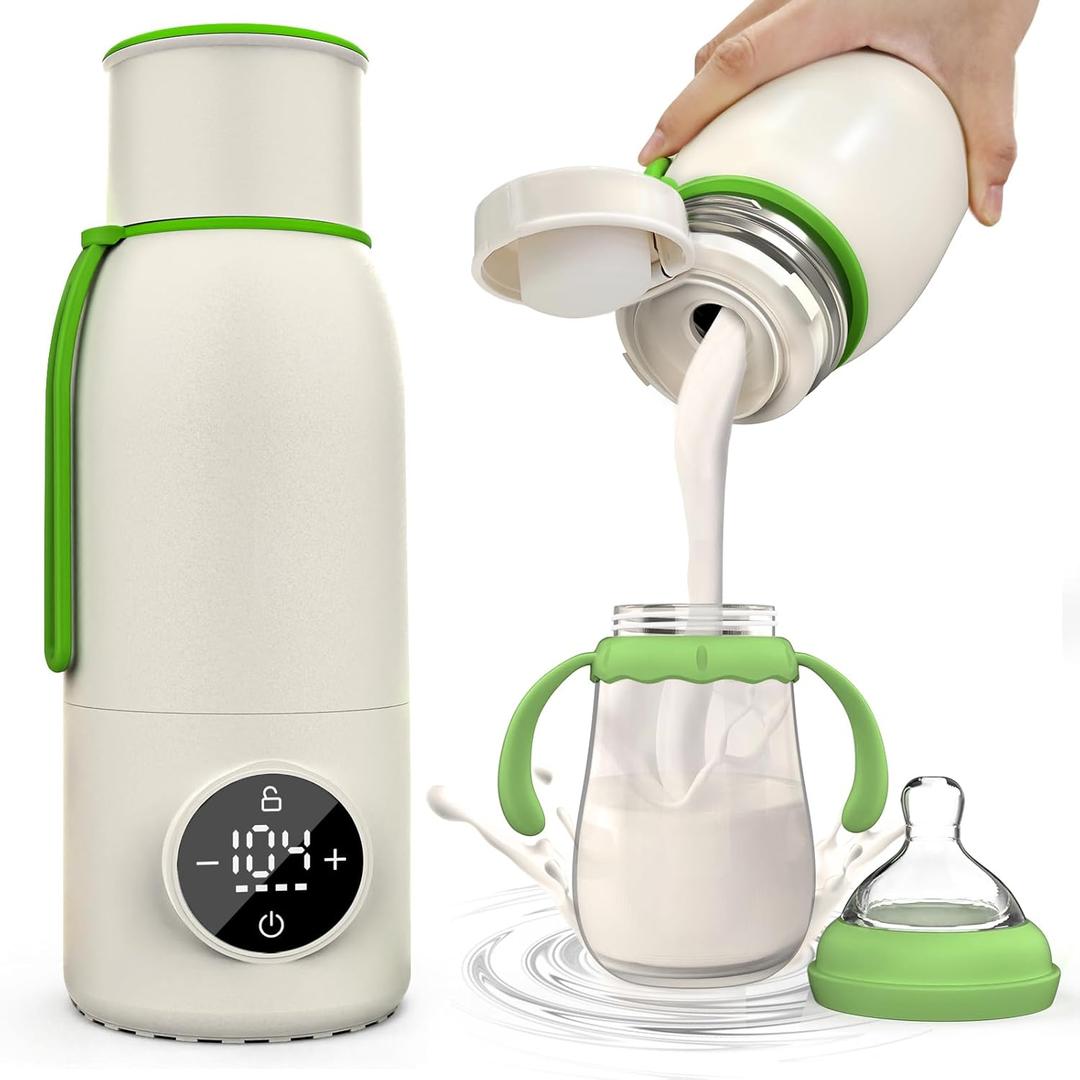 Portable Bottle Warmer for Travel, Baby Portable Milk Warmer 4Min Fast Heat, 20Hour Heat Retention,17 Oz Cordless Rechargeable for Night Feeding Breastmilk Formula, First Mothers Day Gifts for New Mom
