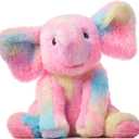 Hopearl Adorable Plush Calf Elephant Toy Floppy Elephish Ultra Soft Stuffed Animal for Boys Girls Kids Toddlers, Rainbow, 9'' (Multicolored)