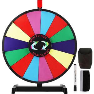 24 Inch 14 Slots Tabletop Spinning Prize Wheel with Stable Base Stand, Dry Erase Spin Wheel Spinner for Prizes with Dry Markers and Eraser for Game Carnival Trade Show