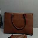 LOVEVOOK Laptop Tote Bag for Women, 15.6 Inch Large Capacity Vintage Leather Work Computer Bag, Business Casual Shoulder Handbag, Chestnut Brown