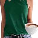 Langwyqu Women's' Crewneck Sleeveless Summer Casual Loose Fit Basic Shirts (Large, Green)
