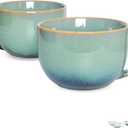 Bosmarlin Ceramic Large Coffee Mug Set of 2, 23 Oz, Jumbo Mug Soup Bowls with Handles, Dishwasher and Microwave Safe (23 Oz, Pale Green)