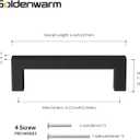 Goldenwarm 5 Pack Black Cabinet Pulls 4-1/2in Drawer Pulls Modern Kitchen Cabinet Handles Black Dresser Stainless Steel Hardware