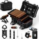 Cigar Humidor Set with 5-in-1 Cigar Lighter, V Cutter, Cigar Holder, Cigar Draw Enhancer, Humidifier&Hygrometer, Portable Travel Cigar Humidor Box, Cigar Accessories Cigar Case, Cigar Gifts for Men