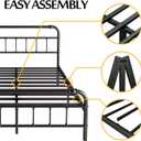 BOSRII King Size Bed Frame with Headboard and Footboard, 18 Inches High, 3500 Pounds Metal Slats Support for Mattress, No Box Spring Needed,Noise-Free, Black