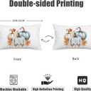 Fall Lumbar Pillow Covers 12x20 inch Set of 2  White Linen Decorative Throw Pillowcases, Double-Sided Pumpkin Print, Slightly Water-Resistant, Cushion Covers for Autumn Home Dcor