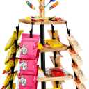 Chip Rack Display Stand for Party, 360 Wooden 4-Tier Snack Organizer, Candy Display Rack Holder, Lollipop Holder with DIY Handwritten Chalkboard for Party, Countertop, Concession Stand, and Pantry