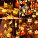 Halloween Decorations Light 19Ft 40LED Pumpkin String Lights Ghost 2 Model Battery Operated Halloween Decor Pumpkin LED Lights Halloween Decorations for Home Indoor Outdoor (Type-D)