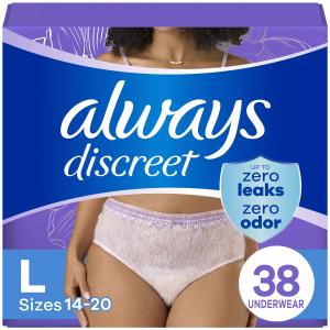 Always Discreet Adult Postpartum Incontinence Underwear for Women - Maximum Protection, 2 Pack 