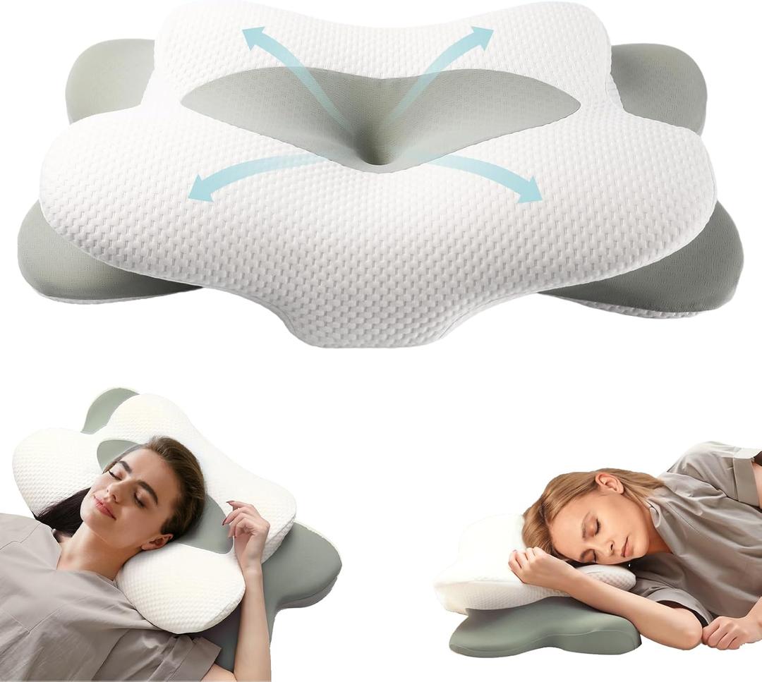 Cervical Neck Pillow for Sleeping, Ergonomic Side Sleeper Pillow for Neck Support, Premium Memory Foam Pillows, Contour Pillow Orthopedic Pillow for Side Back Stomach Sleepers (Mint Green)