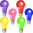 Color Light Bulb, 9W=60W E26 Base LED Colored Light Bulbs Red Green Purple Pink Blue Yellow Bulbs for Halloween Christmas Porch Party Bars Holiday Home Lighting
