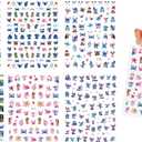 6 Sheets Mixture Cute Kawaii Cartoon Nail Art Stickers Decal for Nail ArtNail Design Nail Art Supplies Cute Nail Decals for Girls Women Manicure Decoration (Blue)