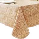 Pioggia Vinyl Tablecloth with Flannel Backed Waterproof Oil-Proof PVC Table Cloth Stain-Resistant Wipeable Easy Care Table Cover for Indoor and Outdoor (Weave Style, 60 x 102 Inch Rectangle)