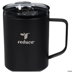 Reduce® Hot Mug with Lid Stainless Steel Insulated Mug with Temperature Adjusting Lid - Dual-Wall Vacuum, Cupholder Friendly - Keeps Drinks Hot for 6 Hours - Ideal for Coffee, Tea & Other - Black