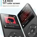 AGPTEK A02 MP3 Player with Bluetooth 5.3, 1.8 inch Screen Portable Music Player with Speaker, FM Radio, Voice Recorder, Supports Expanded Up to 128GB(Black, 32GB)