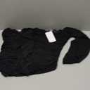 ZESICA Women's Sexy Ruched Bodycon Midi Dress Long Puff Sleeve Square Neck Backless Cocktail Party Wedding Dresses (Black), Small