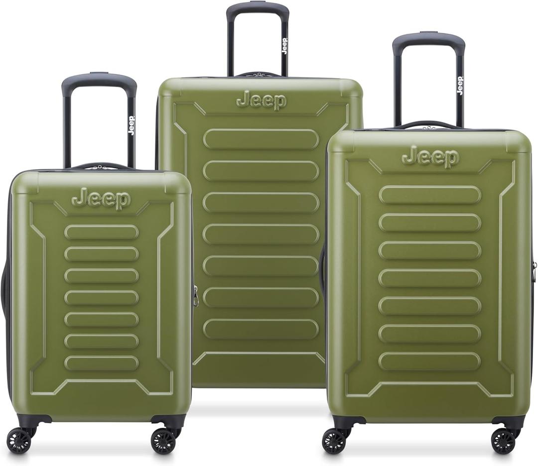Jeep JH004C Hardside Expandable Luggage with Spinner Wheels, Avocado, 3 Piece Set 20/24/28 Inch