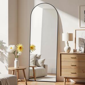 Simple Deluxe Arched Full Length Mirror, 58x19"Large Floor Mirrors, for Wall Door Bedroom Bathroom Living Room (Black)