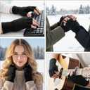 2 Pairs Knit Warm Fingerless Gloves for Men Women, Stretch Half Finger Gloves for Cold Weather, Half Finger Typing Glove, Winter Warm Knitted Mittens for Women Men (One size, Black)