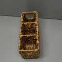 Niuirt Wicker Party Silverware Caddy, Small Water Hyacinth Plastic Cutlery Utensil Holder, Hand Woven with Handles, Kitchen Countertop and Picnic flatware Organizer