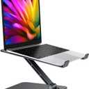 RIWUCT Foldable Laptop Stand, Height Adjustable Ergonomic Computer Stand for Desk, Aluminum Portable Laptop Riser Holder Notebook Mount Compatible with MacBook Pro Air, HP, Dell 10-16"(Black)
