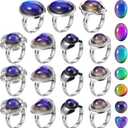 Hicarer 15 Pieces Mood Rings for Kids Adjustable Mixed Color Changing Mood Rings Gifts for Girls Boys Costume Props Birthday Party Favors and Goodie Bag Fillers