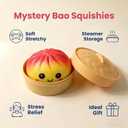 Mystery Colorful Dumpling Squishies with Steamer Box | Soft Stretchy Bao Bun, Stress Relief Balls, Sensory Fidget Squeeze Toys, Anxiety Relief, Decompression Desk Toys