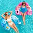 SLOOSH Inflatable Pool Floats Adult,2 Pack Pool Chairs with Cup Holders,X-Large Blow up Floats Chair,Hammock Noodle Mat for Relaxing Summer Water Fun Swimming Party Beach