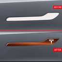 IPG Compatible for Model 3 / Model Y Door Handle Decal Sticker Wrap Kit (Set of 4) with Tesla Logo Personalize Your Tesla (Bronze)