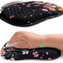 Hokafenle Ergonomic Wrist-Hugging Mouse Pad Wrist Support, U-Shaped Holding Wrist Rest Mousepad for Carpal Tunnel Pain Relief with Cushioned Memory Foam Slope Massage Bulge (10.2x8.3 in,Fall Flower)