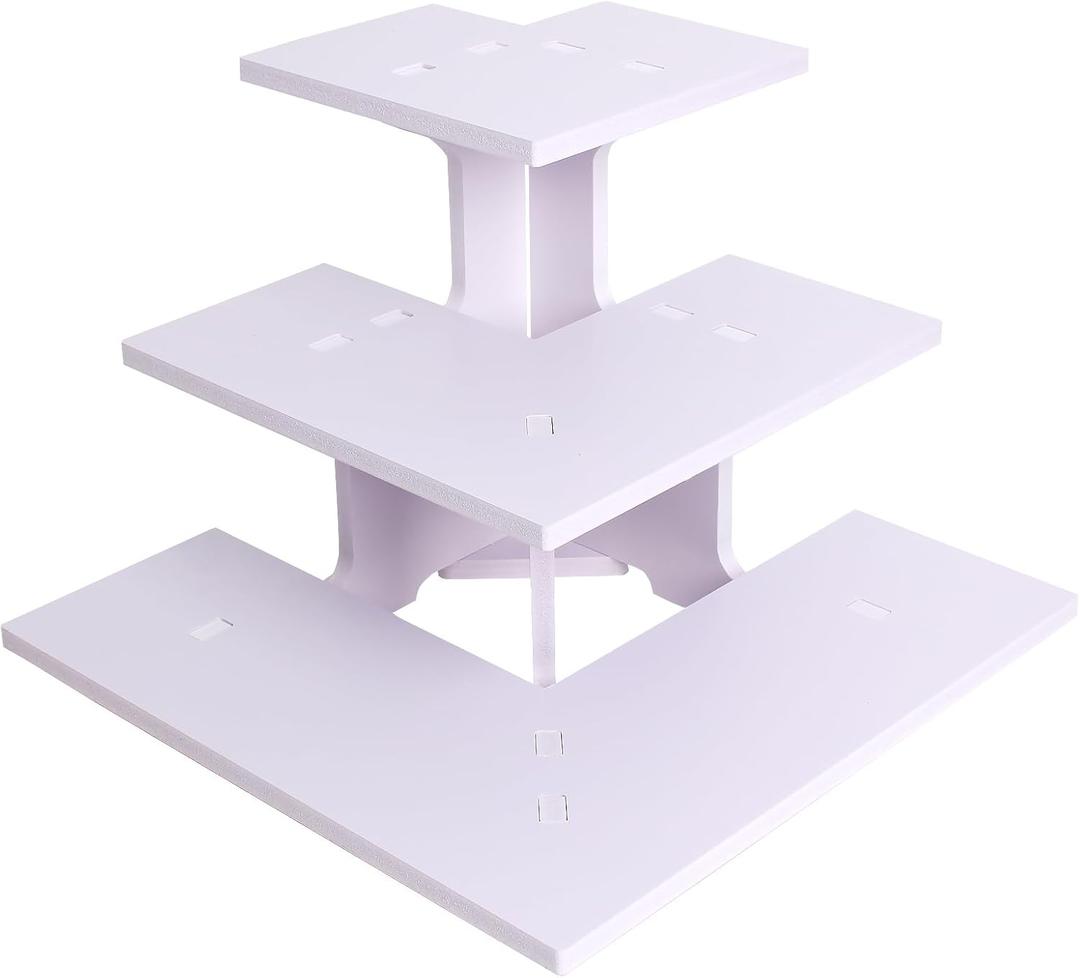 3 Tier Corner Retail Display Stand Portable Product Shelves, White Store Retail Display Stand, Cupcake Stand, Candle Tumbler Display Rack for Craft Shows, Trade Shows, Farmers Market