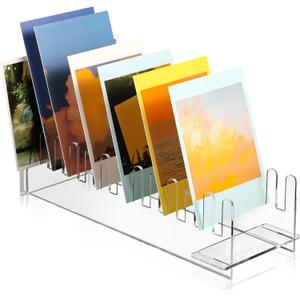 Briwooody 1 Pc Greeting Card Display Stand Acrylic Greeting Card Display Portable Tabletop Postcard Organizer Multi Purpose Photo Rack for Retail Counter Vendors Craft Fairs Art Show Sticker (Clear)