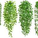 Palonu 4 Pack Faux Artificial Hanging Plants, Fake Potted Greenery with Eucalyptus Vine, Mandala, Pea Pod Leaves & String of Pearls in Pots for Office, Living Room, Bathroom, Indoor & Outdoor Dcor