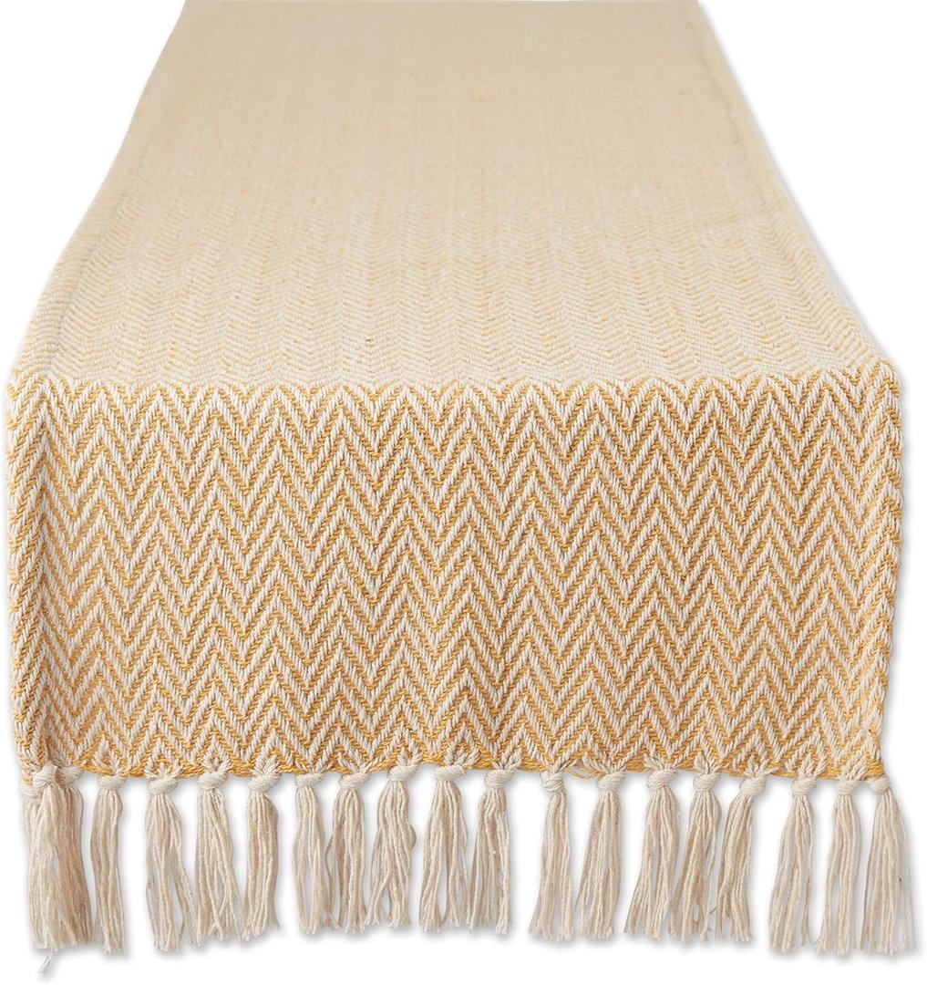 DII Woven Basic Tabletop Collection, Chevron Table Runner, 15x72, Honey Gold