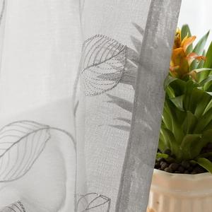 Embroidery White Semi-Sheer Curtains  Kitchen Curtain 54"×17"