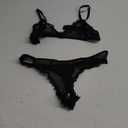 Avidlove Wireless Lace Lingerie Set Floral Print Bra and Panty Sets Cute Naughty Outfits (Large, Black)