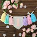 Pastel Macaron one high chair banner Handmade First Birthday High Chair Banner for 1st Baby Girls Fun To Be One Birthday Party Decorations Princess Photoshoot Props